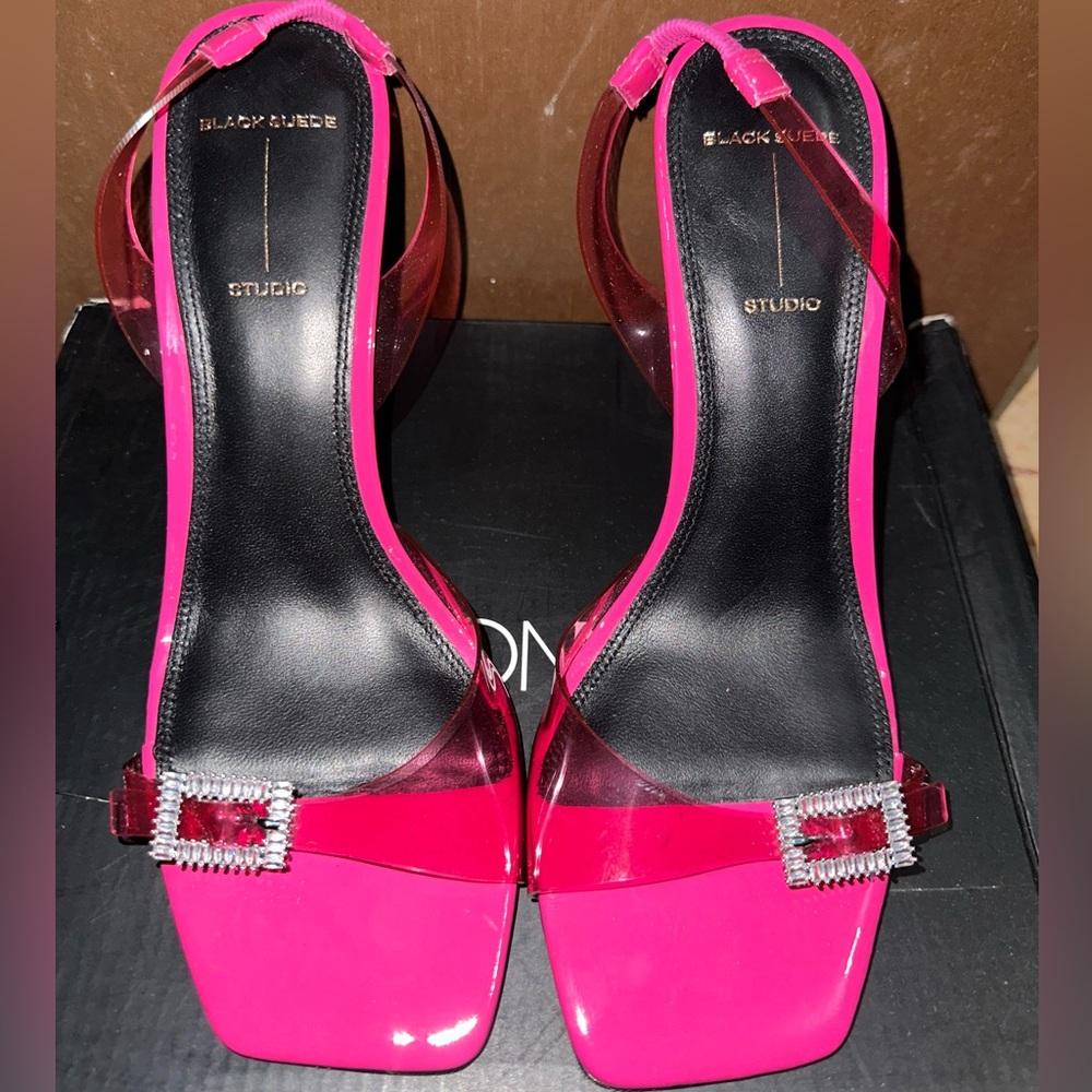 BSS Vibrant Pink Heels with Clear Strap